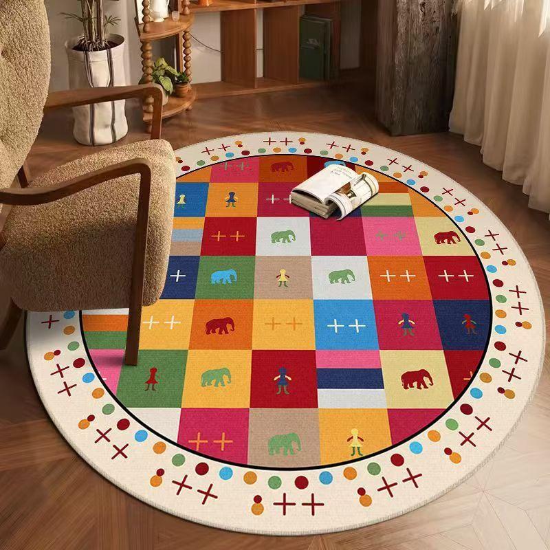 

Ретро Круглый Ковер для Гостиной Туалетный Столик Кабинет Вращающееся Кресло Компьютерное Кресло Противоскользящий Коврик для Пола 80 * 80cm