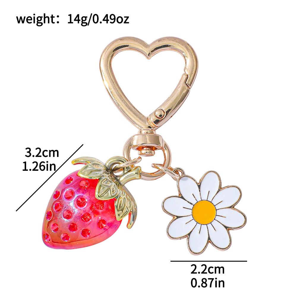 Cute Strawberry Keychain,Bag Charms,Kawaii Heart Flower Key chains Accessories Decor for Girls Purse Gifts