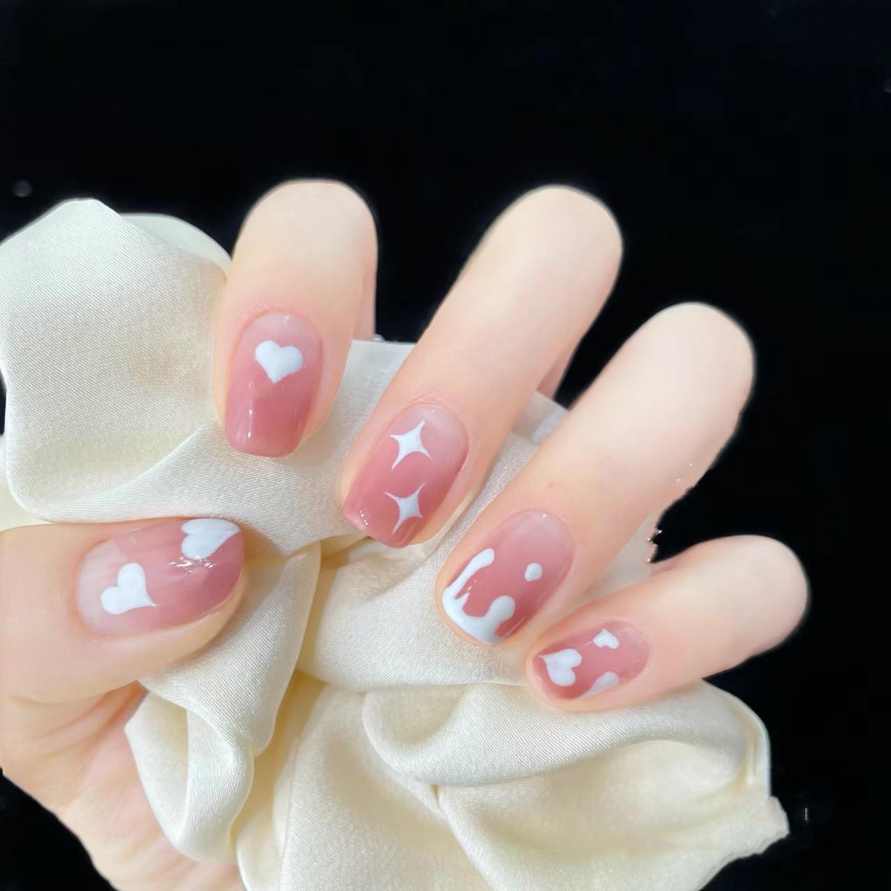 

Sweetheart Star Jelly Press-On Nails: Gentle, Fresh Manicure Stickers for Fair Skin