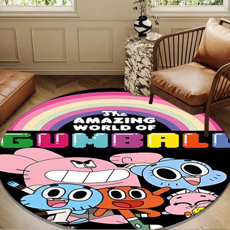 Gum's Colorful Friends Round Rug for Livingroom,Bedroom, Palyroom, Chair Rug, Area Rug, Circle Carpet, Large Size Decor Fan Christmas Gift