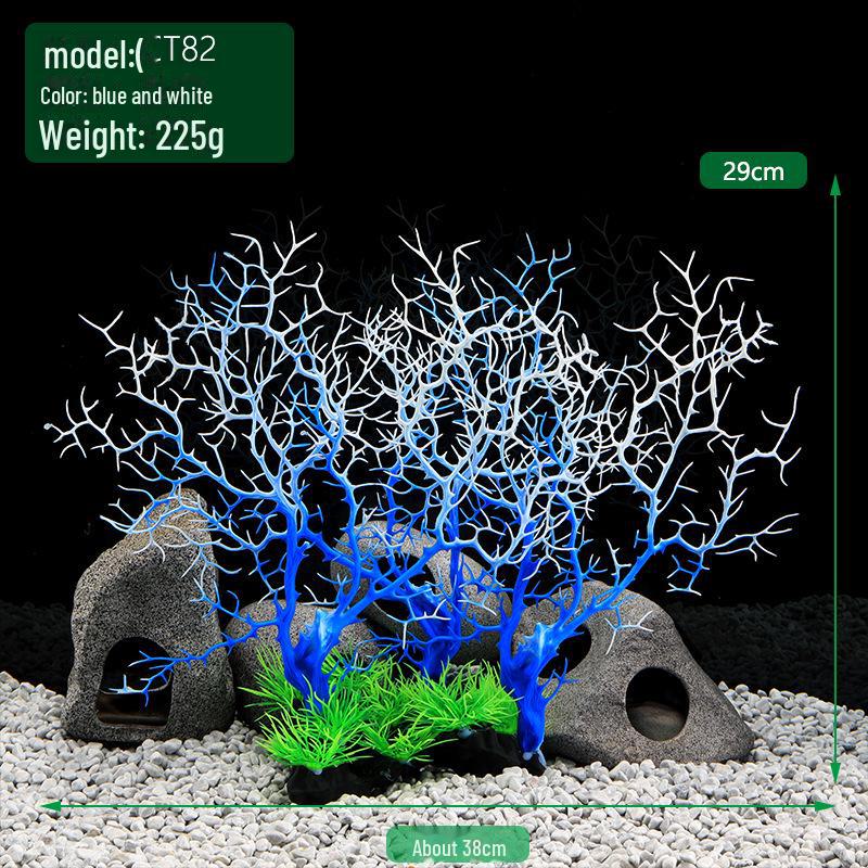 Plastic Coral Tree Aquarium Decoration - Simulation Iron Tree for Fish Tanks (Model CT82)