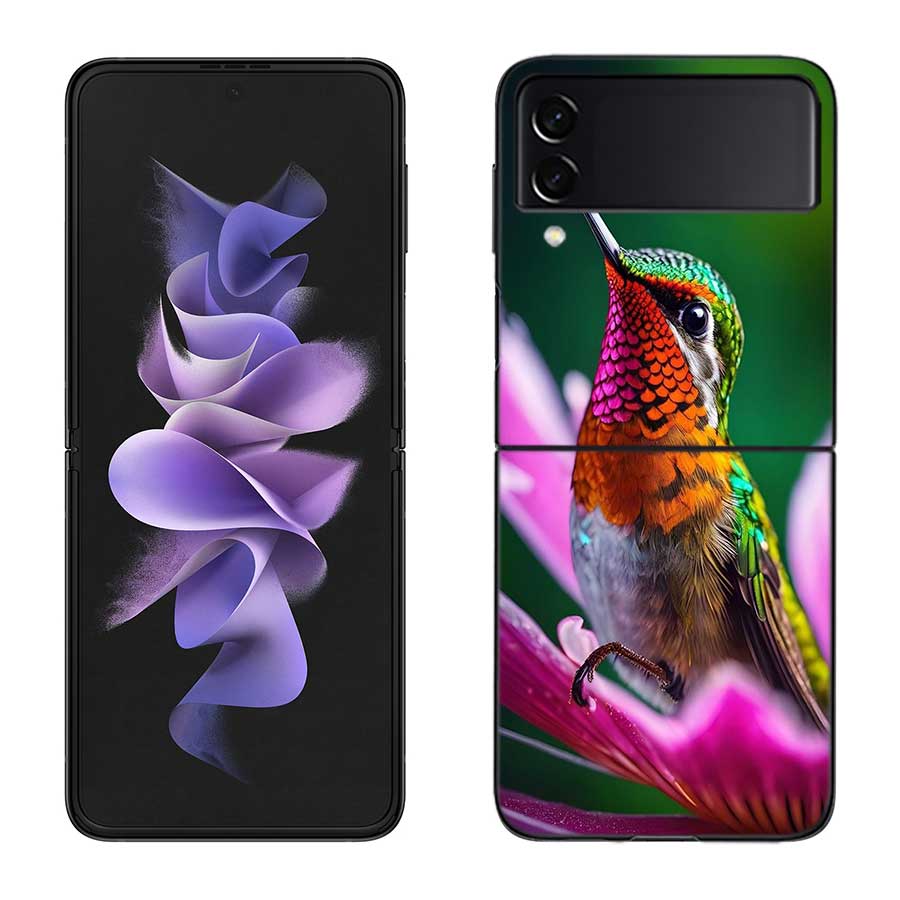 The Spirit of Hummingbirds Phone Case For Samsung Z Flip 7 6 5G Galaxy Z Flip 5 4 3 Black Hard Cell Cover Luxury PC Shell Coque
