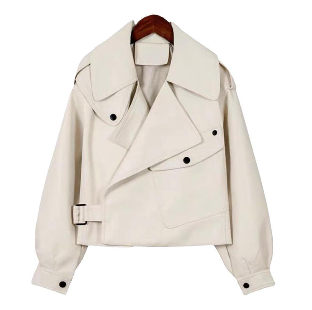Cross-Border Retro Leather Jacket: Women's Trendy American Style