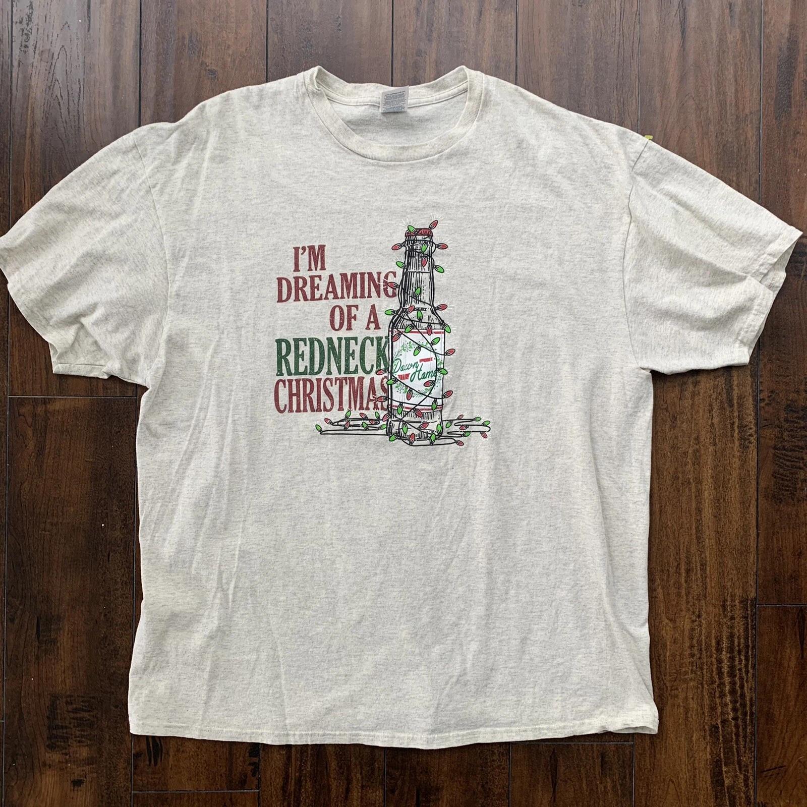 Christmas Rednecks Vintage T Shirt Quote Funny Country Adult Humor Cool Gray 2XL