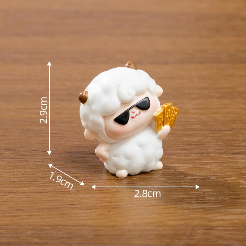 2027 Goat Year Miniature Ornaments Zodiac Cartoon Lucky Sheep Diy Car Decoration Office Desktop Decor Ornaments