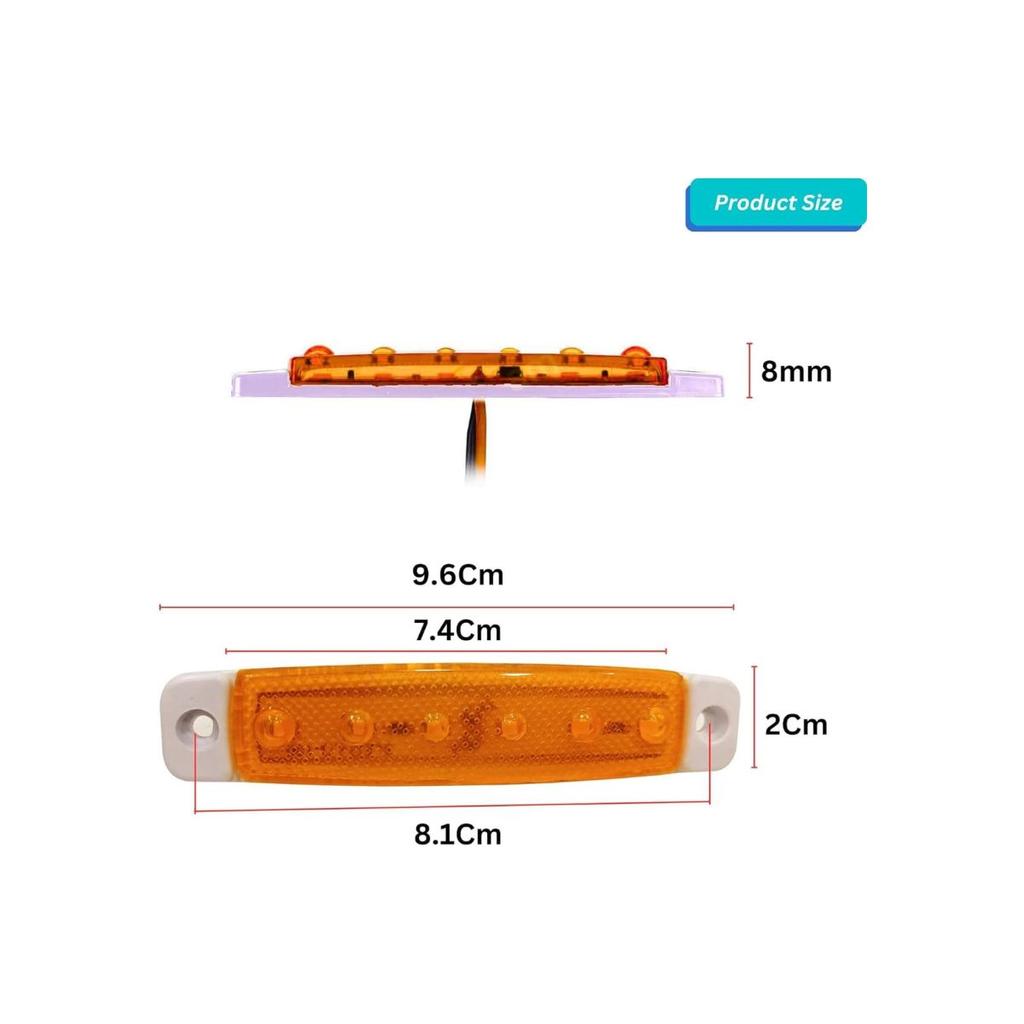 10 PCS Amber 6 LED Amber Side Marker Clearance Indicator Light for Truck Trailer RV Cab Boat Bus Lorry