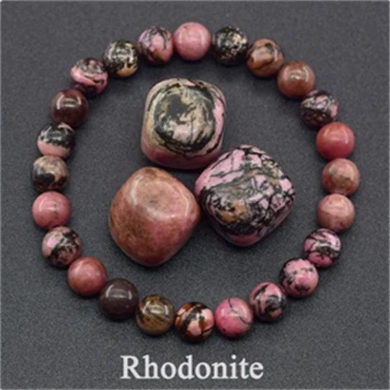 Crystal & Natural Stone Beaded Bracelet: Ruby Zoisite, Strawberry Quartz, Lapis Lazuli