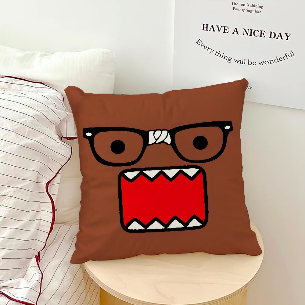 Cute Funny Cartoon Meme D-Domo Kun Pink Brown Comfortable Soft Pillow Case For Sofa Living Room Home Decor Protective Covers