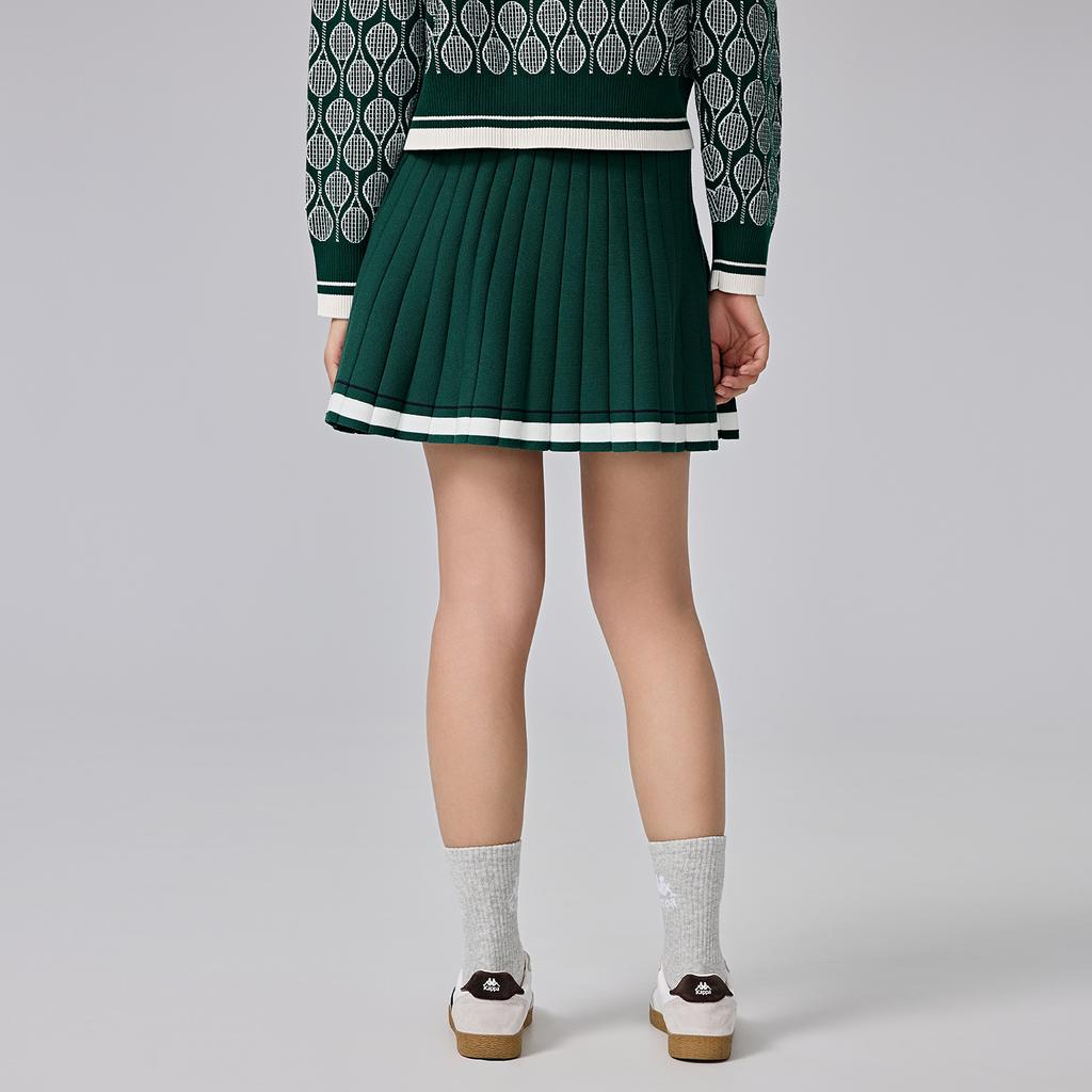 Kappa 1916 Series Retro Sports Pleated Skirt Soft Breathable Tennis Skirt Casual Short Skirt Women Skirts Green K0E82QQ20