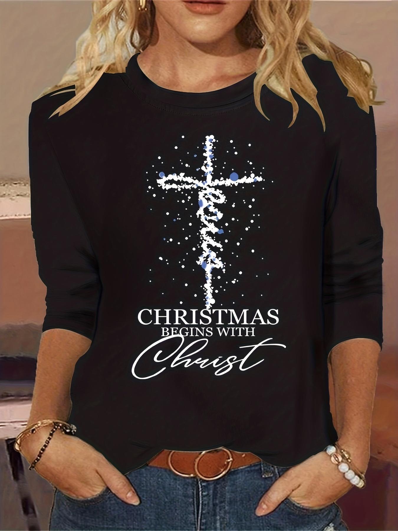 

Женская футболка большого размера с монограммой и крестовым принтом, повседневный топ с длинным рукавом для весны и осени, женская XL