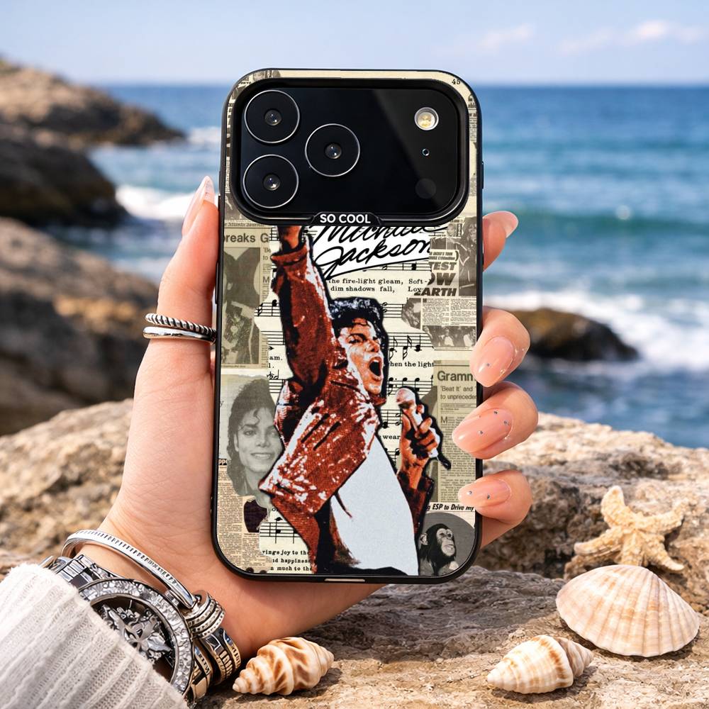 Funda de Teléfono de Michael Jackson Para iPhone17,16,15,14,13,12,11,Pro,MAX Blanca Mate Resistente a Golpes