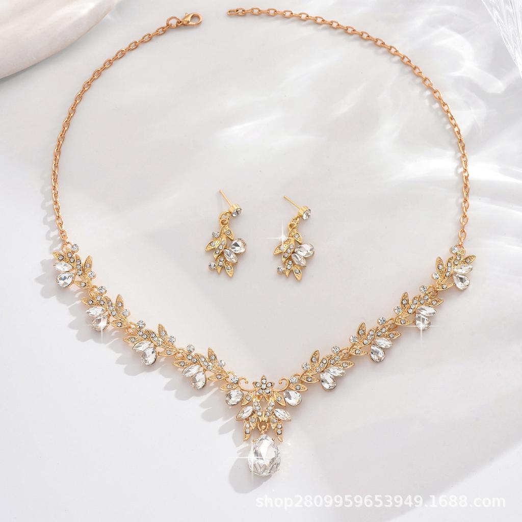 Bridal Necklace Two-piece Wedding Dress Wedding Accessories Wedding Bridal Necklace Set Accessories