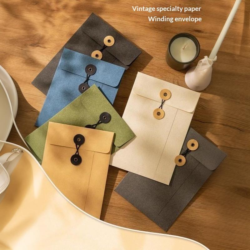 A5 Kraft Paper Vintage String Tie Envelopes Tear Resistant for Bridal Shower Invitation Card Small Gift Packaging