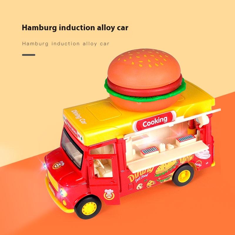 Metal Die-cast Food Truck Children's Toy Car Model, Parent-child Game Toy Vehicle, Improve Cognition, Halloween toy gifts
