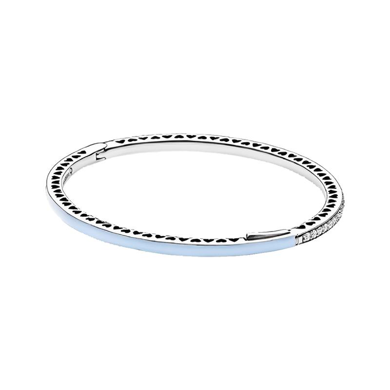 Pandora Shining Heart Exquisite Bracelet Women s Light Blue 590537EN131 синий