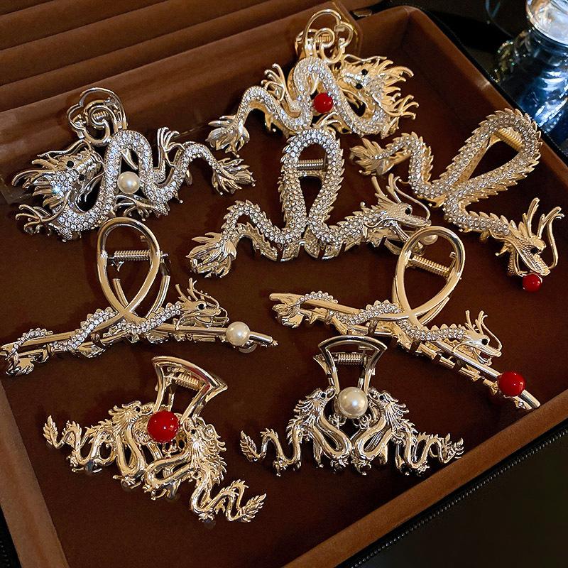 National Tide Inlaid Rhinestone Pearl Hairpin for Women Fashion New Chinese  Hair Claws All Matching Temperament Accessories