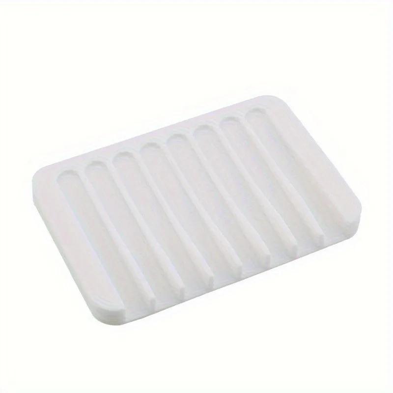 1Pc Silicone Soap Dish with Creative No-Drill Design – Minimalist Drip-Dry Soap Holder, Water-Resistant & Non-Slip Soap Tray белый