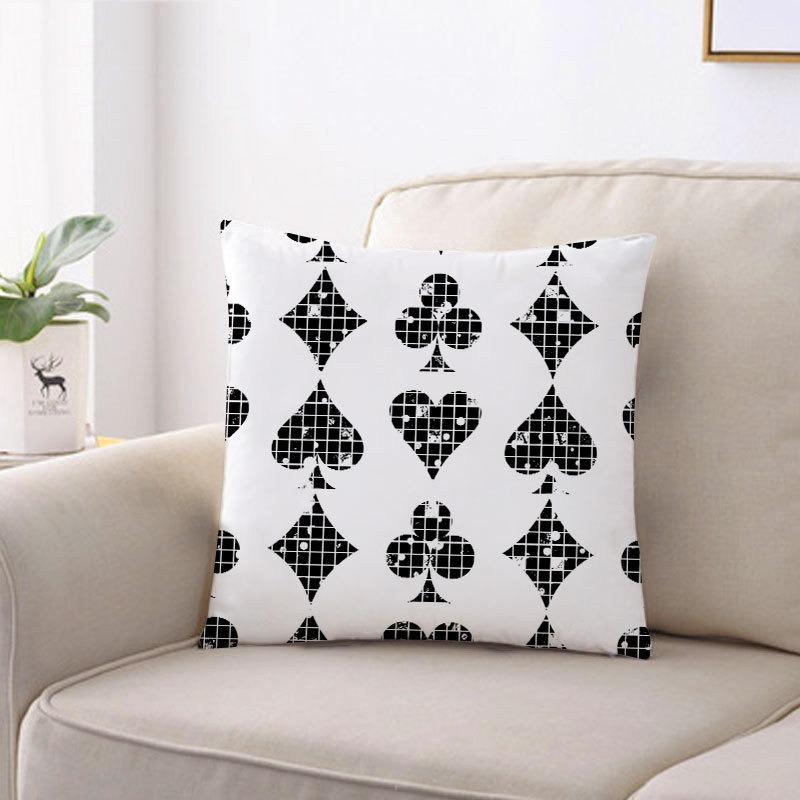Juste de coussin carrée avec motif de poker, décoration de luxe pour la maison, accessoires magiques, cœur noir, bureau, canapé, voiture