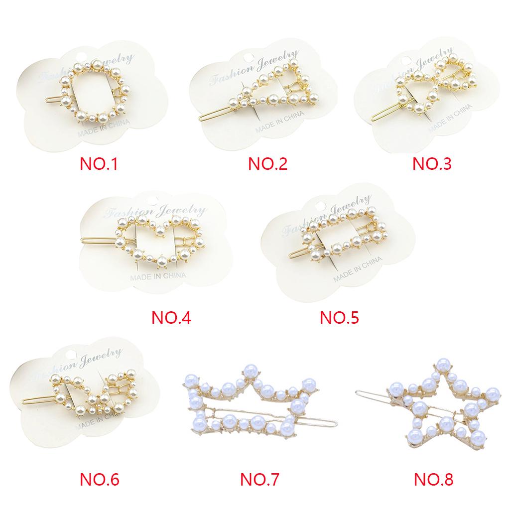 Women Barrettes Headwear Alloy Pearls Geometric Hollow Hairpins Hair Clips Head Ornaments Gift