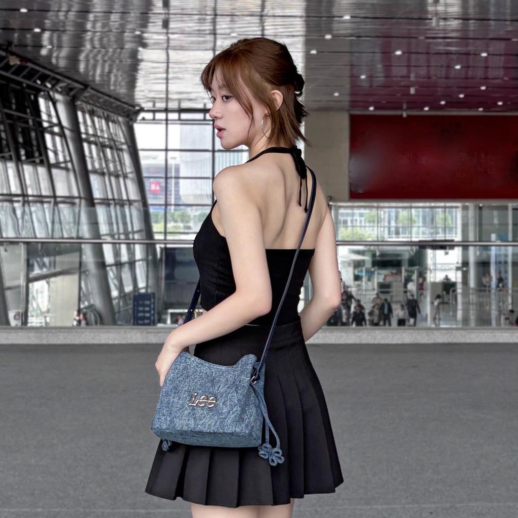 New Lee Denim Shoulder Bag, Adjustable Strap Regular Women's Vintage Denim Blue LE240104M-523