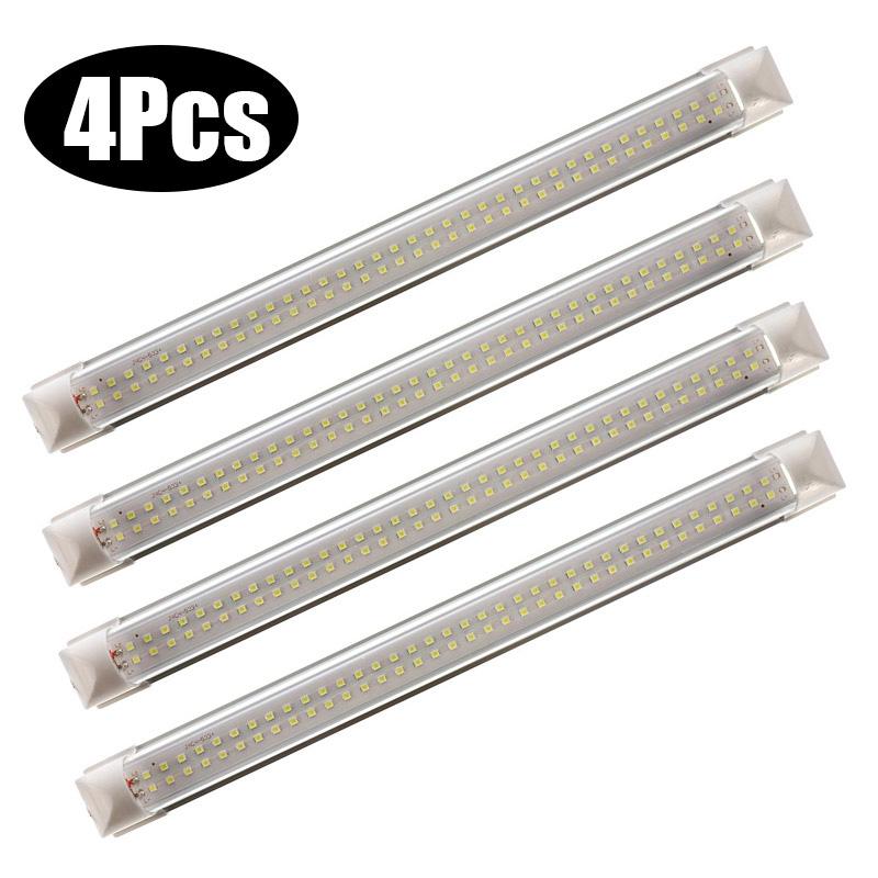 

4 шт. 12 В светодиодные полосы света для салона автомобиля с выключателем для прицепа, грузовика, фургона, автофургона, грузового катера, каравана, кемпера, грузовика 6000K&WHITE