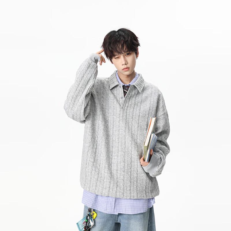 

ТОМ АДАМ Мужской пуловер с воротником поло и кабельной вязкой 2XL