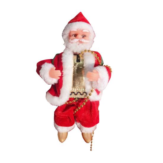 Santa Claus Musical Climbing Rope Electric Climbing Santa on Rope Climbs Up And Down Christmas Hanging Decoration for Xmas Tree Fireplace Home Decor