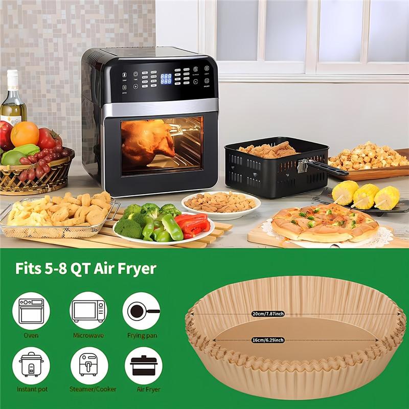 50/100pcs Non-Stick Air Fryer Liners - Grease Resistant Simple Clean Parchment Paper designed for 5-8QT Air Fryers Ideal designed for Baking