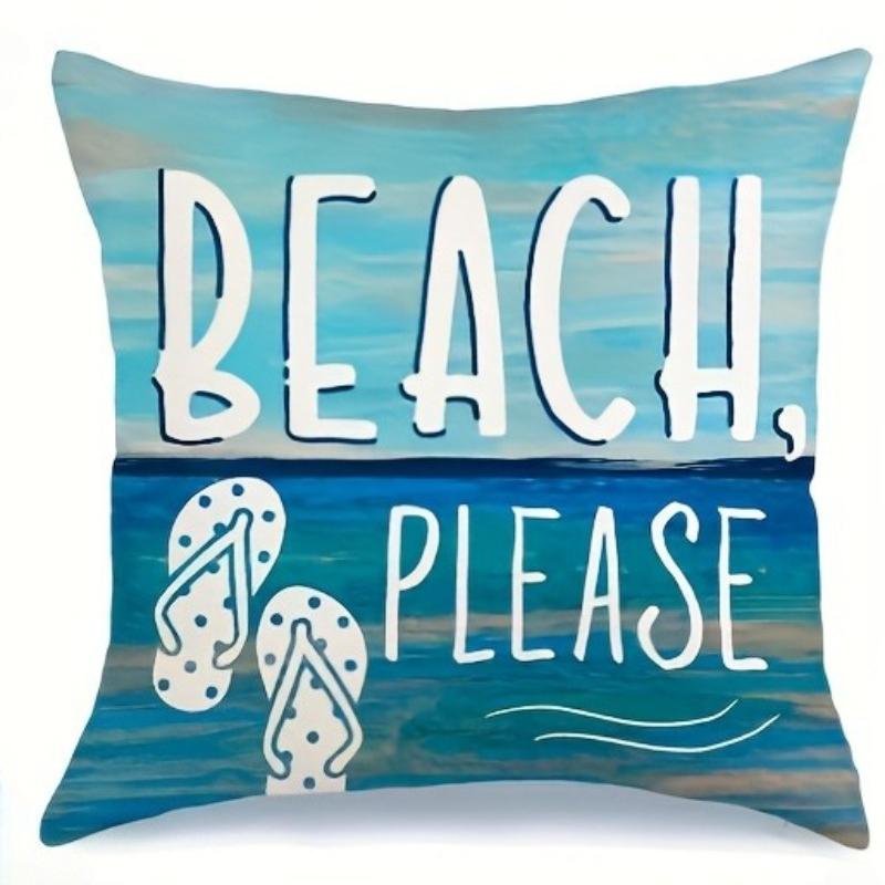 Sommer Meeresstrand Kissenbezug Meeresleben Muscheln Seesterne Seepferdchen Schildkröte Küsten Outdoor Dekorativ Tropisch Nautisch Sofa Zuhause