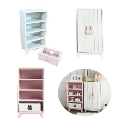 1:12 Dollhouse Bedroom Wardrobe Cabinet Simulation Miniature Wardrobe Wooden Furniture Model For Dollhouse Decoration Kids Toy