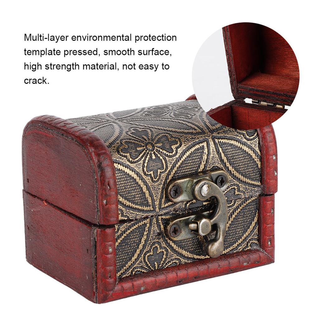 Vintage Kleine Schatztruhe Dekorative Holz Schmuck Schlossbox Geschenk Etui (Kupfermünze)