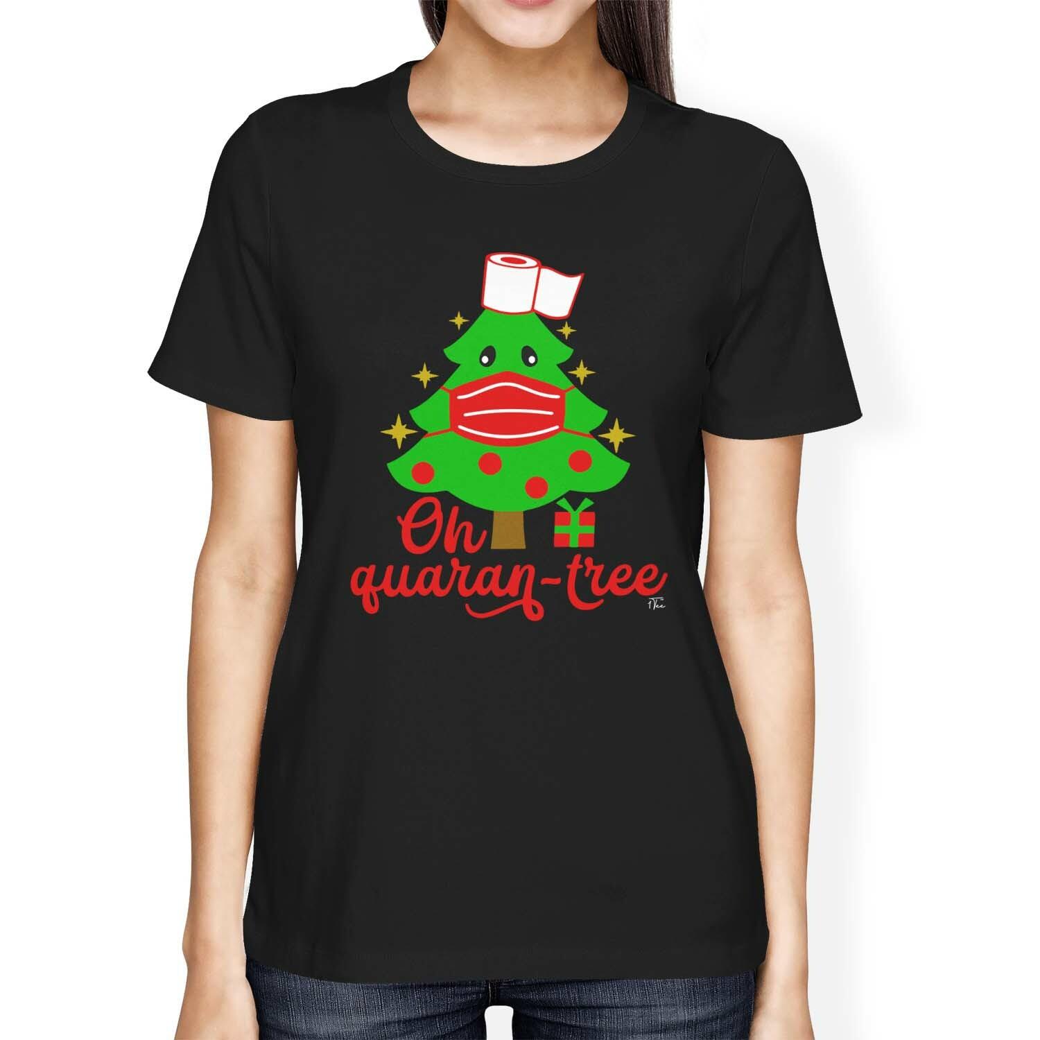 1Tee Womens Loose Fit Quaran-Tree Christmas T-Shirt S