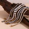 CZ Crystal Tennis Chain Bracelet 18K Gold Plated Stainless Steel European & American Style Minimalist Dainty Jewelry for Women