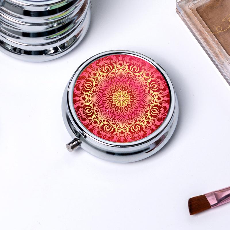 Runder Speicher mit 3 Fächern Einzelnes Fach Metall Kleine Medikamentenbox Schmuckschatulle Faltbar Tragbar Mini-Medikamentenbox