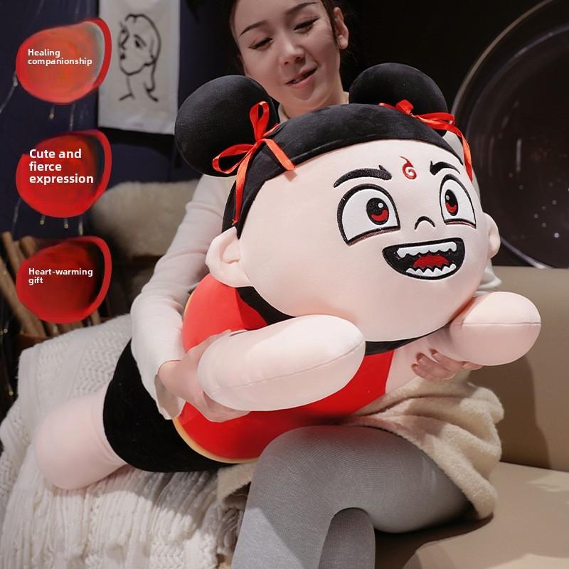 Nezha Cute Cartoon Plush Toy With Pp Cotton Filling For Home Or Bedtime