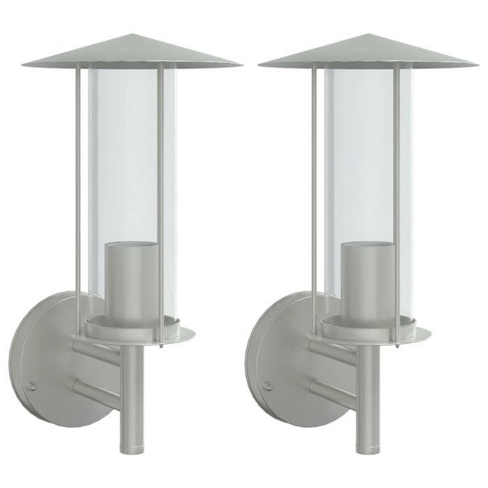 VidaXL Appliques murales d'extérieur 2pcs argenté acier inoxydable, éclairage mural d'extérieur, lampe murale de jardin, 4006245