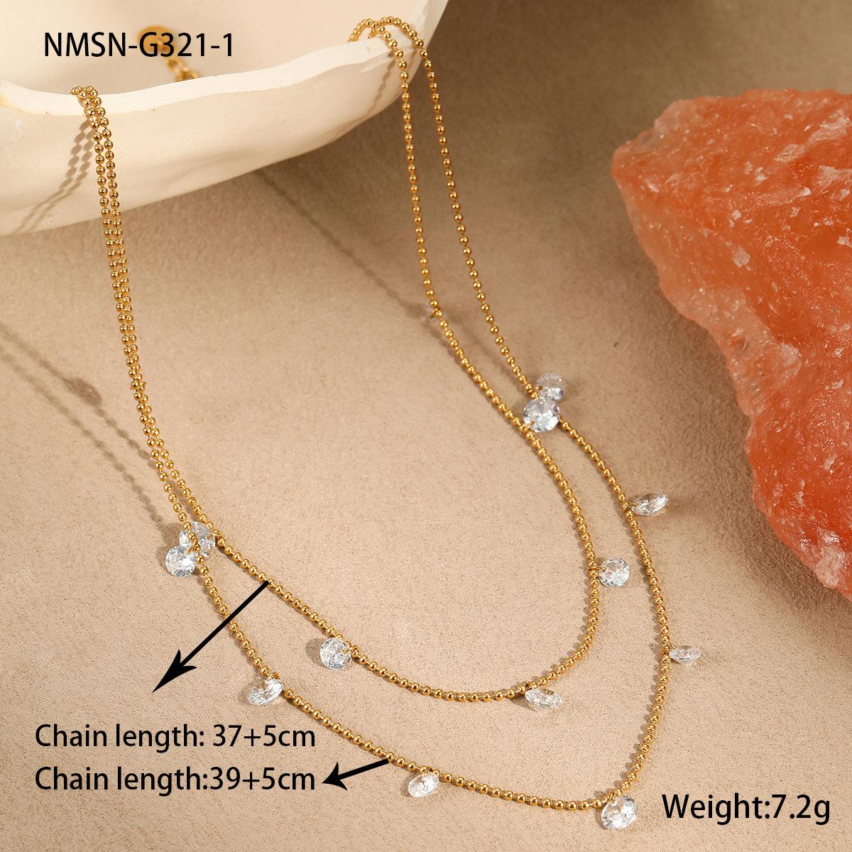 GEMCHIC Women s 18K Gold Plated Titanium Steel Layered Multicolor Cubic Zirconia Necklace