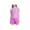 adidas Originals Adicolor Casual Striped Logo Short Sleeve T-Shirt Women Tops Purple IY7226