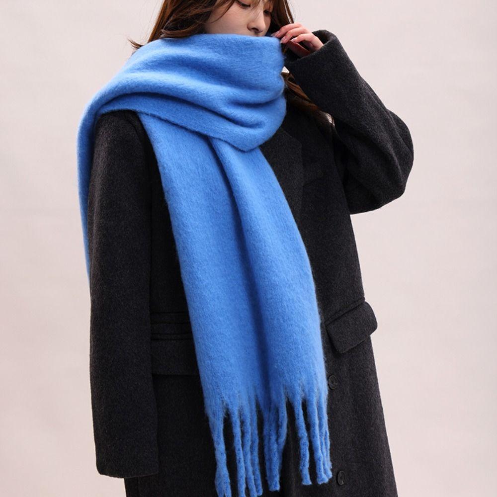 Mohair Winter Wool Scarf Plush Long Shawl Retro Winter Cashmere Scarves  Girl