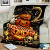1PC Custom Name Halloween Jack-o'-lanterns Ghosts Outdooor Flannel Blankets Throw Blanket All-Season Throw Gift Bedspread for Couch, Bed, Camping Holi