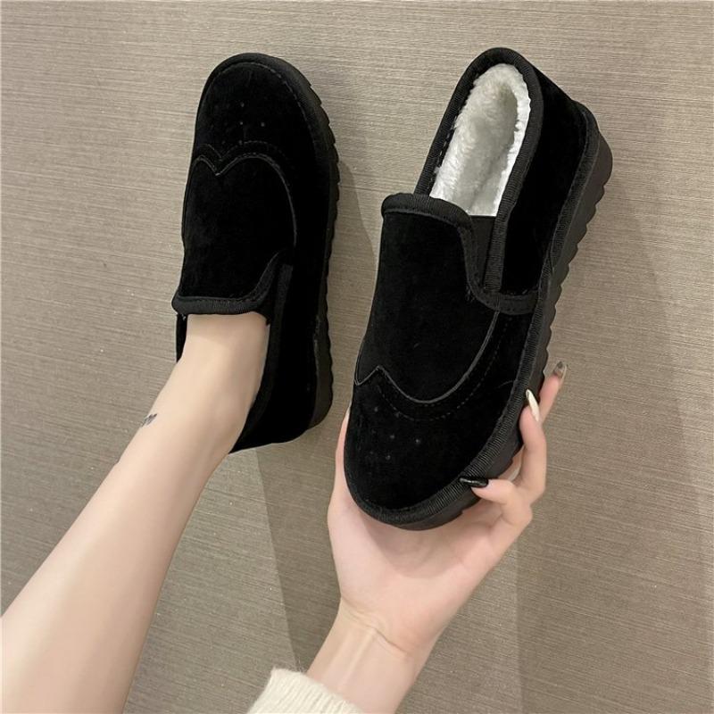 Large Size Autumn and Winter New Velvet Thickened Cotton Shoes for Women's Winter New One-pedal Snow Boots for Women
