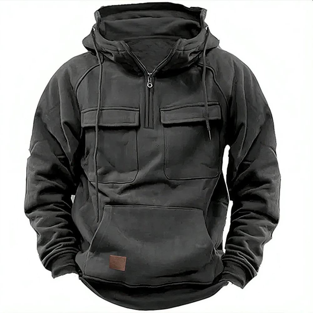 

Retro Multi-Pocket Men s Hooded Sweatshirt - Youth Sports Motorcycle Style Jacket S темно-серого