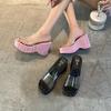 New Fashionable Outer Wear Thick-soled Wedge Sandals Waterproof Table Women's Shoes Transparent Sexy High-heeled Cool Slippers