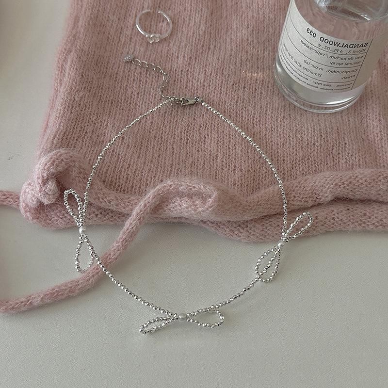 

Niche Design Sense Bow Pearl Ожерелье Женское Легкое Роскошное Ретро Элегантное Высокое Индивидуальное Универсальное Ожерелье На Ключицу