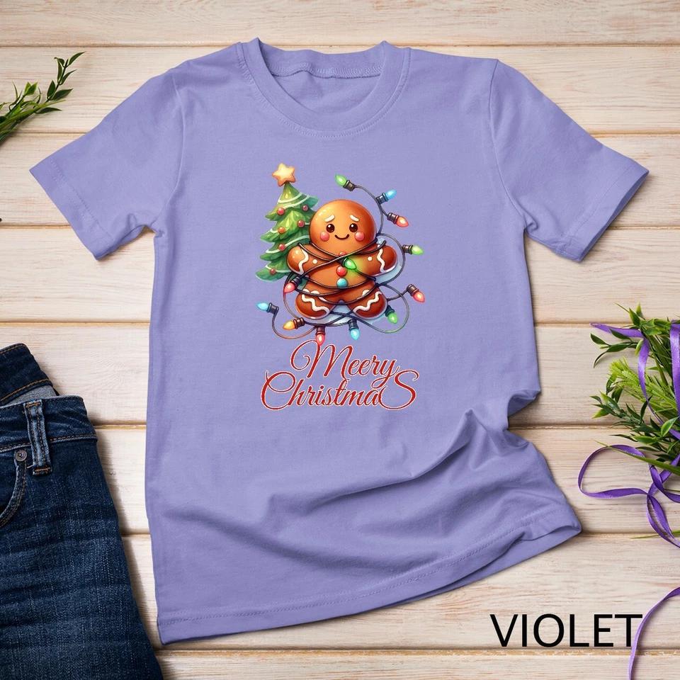 Adorable Gingerbread Celebrating Christmas #2 Funny Christmas Unisex T-shirt 14 2XL