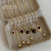 Geometric Retro Tiger Eye Stone Pendant Zipper Pull Long Necklace For Women's Autumn/Winter Sweater Chain Trendy Neck Jewelry