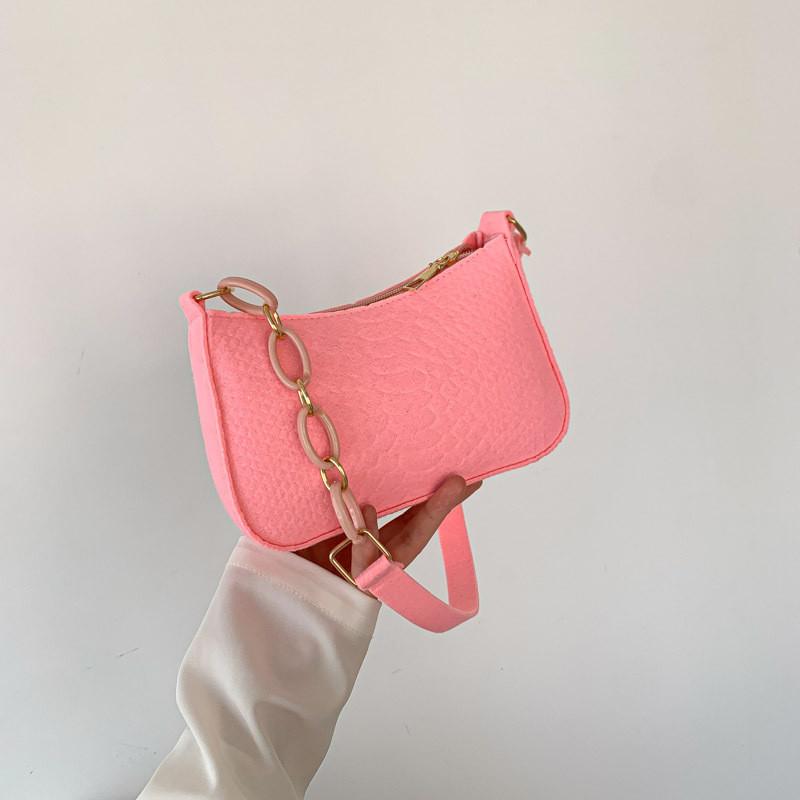 

Fashionable Color Block Underarm Handbag In Black White Khaki Orange And More