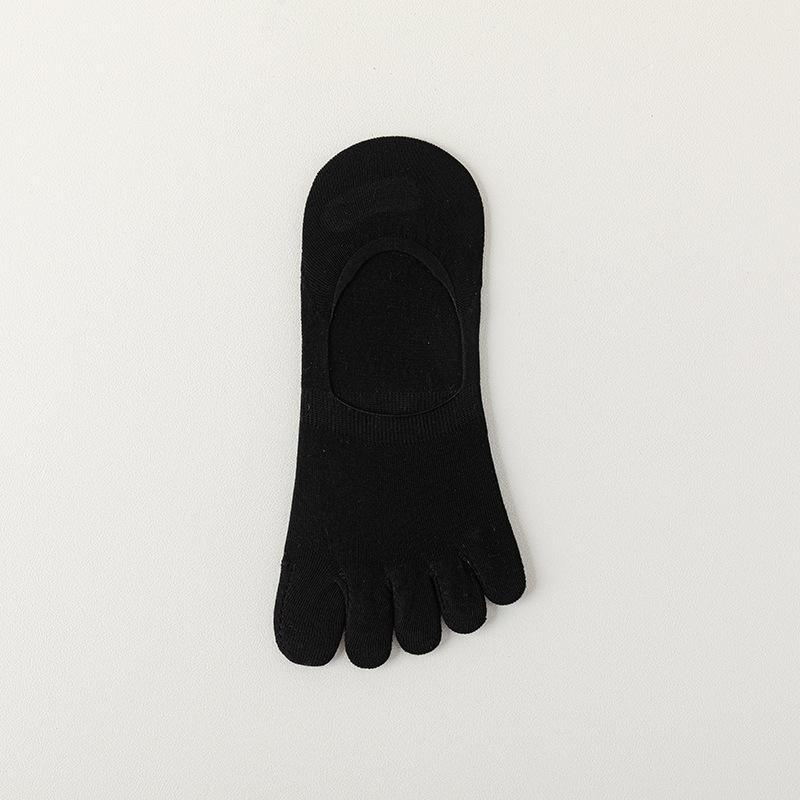 Men's Solid-color Casual Boat Socks, Spring and Summer Breathable Thin Cotton Antibacterial and Deodorizing Short Socks, Summer Toe Socks