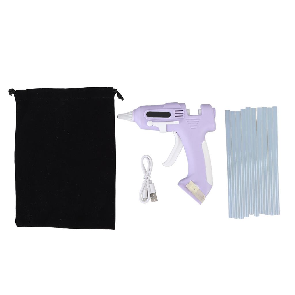 Electric Hot Glue Kit With 10Pcs 7mm High Adhesion Sticks Cordless Hot Melt Glue Tool For Home And Crafting Purple