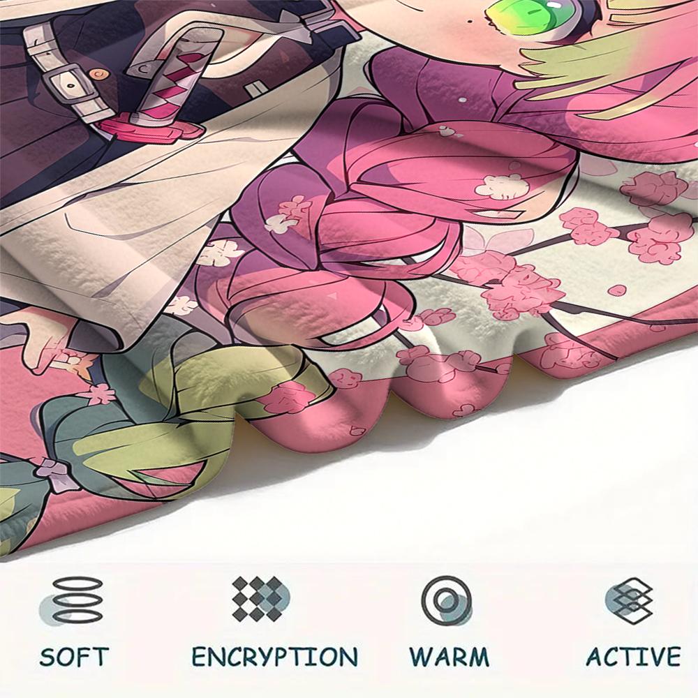 1PC Demon Slayer Print Flannel Blanket, High Quality All Seasons, Home Decor, Warmth and Comfort, Perfect for Christmas Gifts